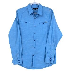 G By Guess‎ Men's Light Blue Long Sleeve Button Down Shirt Studded Size L